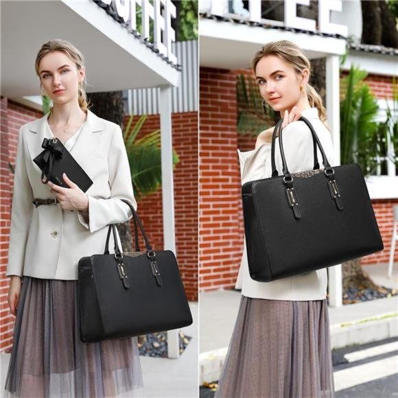 4pc Sets Laptop Bag for Women Large Leather Laptop Briefcase with USB Port - Picture 2 of 6